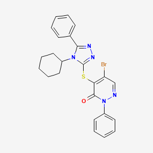 molecular formula C24H22BrN5OS B5138255 5-bromo-4-[(4-cyclohexyl-5-phenyl-4H-1,2,4-triazol-3-yl)thio]-2-phenyl-3(2H)-pyridazinone 