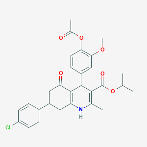 molecular formula C29H30ClNO6 B5138357 isopropyl 4-[4-(acetyloxy)-3-methoxyphenyl]-7-(4-chlorophenyl)-2-methyl-5-oxo-1,4,5,6,7,8-hexahydro-3-quinolinecarboxylate 