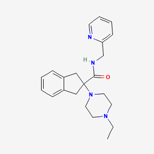 molecular formula C22H28N4O B5138383 2-(4-ethyl-1-piperazinyl)-N-(2-pyridinylmethyl)-2-indanecarboxamide 
