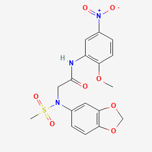 molecular formula C17H17N3O8S B5138391 N~2~-1,3-benzodioxol-5-yl-N~1~-(2-methoxy-5-nitrophenyl)-N~2~-(methylsulfonyl)glycinamide 