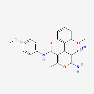molecular formula C22H21N3O3S B5138404 6-amino-5-cyano-4-(2-methoxyphenyl)-2-methyl-N-[4-(methylthio)phenyl]-4H-pyran-3-carboxamide 