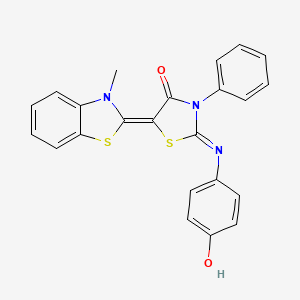 molecular formula C23H17N3O2S2 B5138410 2-[(4-hydroxyphenyl)imino]-5-(3-methyl-1,3-benzothiazol-2(3H)-ylidene)-3-phenyl-1,3-thiazolidin-4-one 