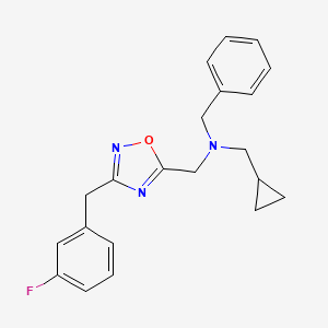 molecular formula C21H22FN3O B5138429 N-benzyl-1-cyclopropyl-N-{[3-(3-fluorobenzyl)-1,2,4-oxadiazol-5-yl]methyl}methanamine 