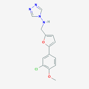 molecular formula C14H13ClN4O2 B513850 N-[[5-(3-chloro-4-methoxyphenyl)furan-2-yl]methyl]-1,2,4-triazol-4-amine CAS No. 894857-36-4