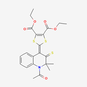 molecular formula C22H23NO5S3 B5138541 diethyl 2-(1-acetyl-2,2-dimethyl-3-thioxo-2,3-dihydro-4(1H)-quinolinylidene)-1,3-dithiole-4,5-dicarboxylate 