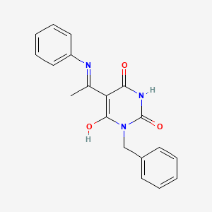 molecular formula C19H17N3O3 B5138618 5-(1-anilinoethylidene)-1-benzyl-2,4,6(1H,3H,5H)-pyrimidinetrione 