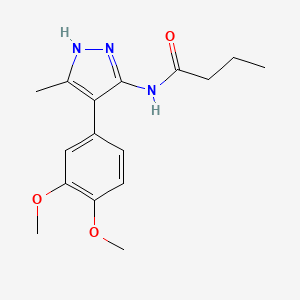 molecular formula C16H21N3O3 B5138620 N-[4-(3,4-dimethoxyphenyl)-3-methyl-1H-pyrazol-5-yl]butanamide 