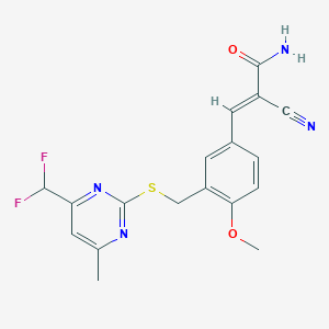molecular formula C18H16F2N4O2S B5138683 2-cyano-3-[3-({[4-(difluoromethyl)-6-methyl-2-pyrimidinyl]thio}methyl)-4-methoxyphenyl]acrylamide 