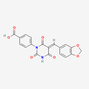 molecular formula C19H12N2O7 B5138736 4-[5-(1,3-benzodioxol-5-ylmethylene)-2,4,6-trioxotetrahydro-1(2H)-pyrimidinyl]benzoic acid 
