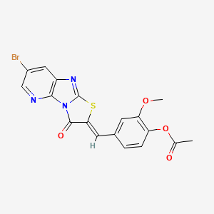 molecular formula C18H12BrN3O4S B5138747 4-[(7-bromo-3-oxo[1,3]thiazolo[2',3':2,3]imidazo[4,5-b]pyridin-2(3H)-ylidene)methyl]-2-methoxyphenyl acetate 