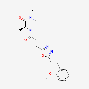 (3S)-1-ethyl-4-(3-{5-[2-(2-methoxyphenyl)ethyl]-1,3,4-oxadiazol-2-yl}propanoyl)-3-methyl-2-piperazinone