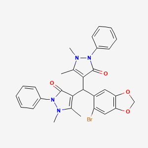 molecular formula C30H27BrN4O4 B5138852 4,4'-[(6-bromo-1,3-benzodioxol-5-yl)methylene]bis(1,5-dimethyl-2-phenyl-1,2-dihydro-3H-pyrazol-3-one) 