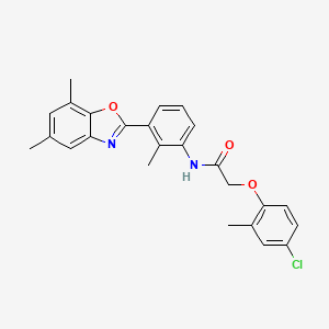 2-(4-chloro-2-methylphenoxy)-N-[3-(5,7-dimethyl-1,3-benzoxazol-2-yl)-2-methylphenyl]acetamide
