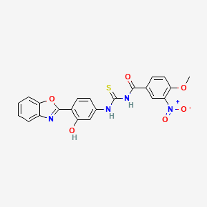 molecular formula C22H16N4O6S B5138905 N-({[4-(1,3-benzoxazol-2-yl)-3-hydroxyphenyl]amino}carbonothioyl)-4-methoxy-3-nitrobenzamide 