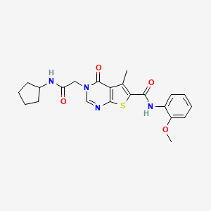 molecular formula C22H24N4O4S B5138906 3-[2-(cyclopentylamino)-2-oxoethyl]-N-(2-methoxyphenyl)-5-methyl-4-oxo-3,4-dihydrothieno[2,3-d]pyrimidine-6-carboxamide 