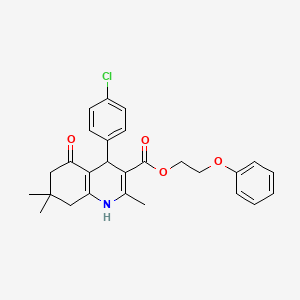 molecular formula C27H28ClNO4 B5138927 2-phenoxyethyl 4-(4-chlorophenyl)-2,7,7-trimethyl-5-oxo-1,4,5,6,7,8-hexahydro-3-quinolinecarboxylate 