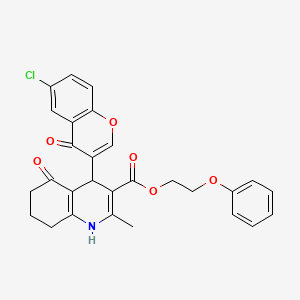 2-phenoxyethyl 4-(6-chloro-4-oxo-4H-chromen-3-yl)-2-methyl-5-oxo-1,4,5,6,7,8-hexahydro-3-quinolinecarboxylate