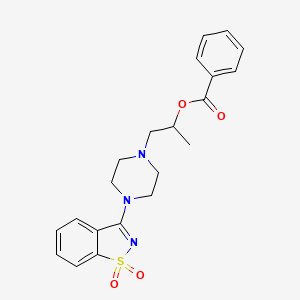 molecular formula C21H23N3O4S B5138932 2-[4-(1,1-dioxido-1,2-benzisothiazol-3-yl)-1-piperazinyl]-1-methylethyl benzoate 