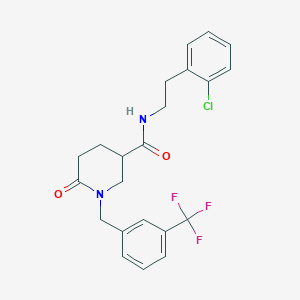 molecular formula C22H22ClF3N2O2 B5138939 N-[2-(2-chlorophenyl)ethyl]-6-oxo-1-[3-(trifluoromethyl)benzyl]-3-piperidinecarboxamide 