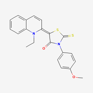 molecular formula C21H18N2O2S2 B5138946 5-(1-ethyl-2(1H)-quinolinylidene)-3-(4-methoxyphenyl)-2-thioxo-1,3-thiazolidin-4-one 