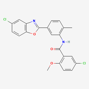 molecular formula C22H16Cl2N2O3 B5138970 5-chloro-N-[5-(5-chloro-1,3-benzoxazol-2-yl)-2-methylphenyl]-2-methoxybenzamide 