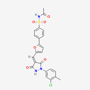 molecular formula C23H18ClN3O6S B5139022 N-{[4-(5-{[1-(3-chloro-4-methylphenyl)-3,5-dioxo-4-pyrazolidinylidene]methyl}-2-furyl)phenyl]sulfonyl}acetamide 