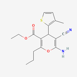ethyl 6-amino-5-cyano-4-(3-methyl-2-thienyl)-2-propyl-4H-pyran-3-carboxylate
