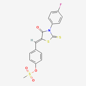 molecular formula C17H12FNO4S3 B5139176 4-{[3-(4-fluorophenyl)-4-oxo-2-thioxo-1,3-thiazolidin-5-ylidene]methyl}phenyl methanesulfonate 