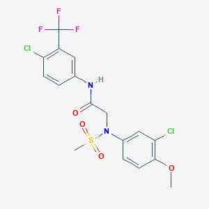 molecular formula C17H15Cl2F3N2O4S B5139195 N~2~-(3-chloro-4-methoxyphenyl)-N~1~-[4-chloro-3-(trifluoromethyl)phenyl]-N~2~-(methylsulfonyl)glycinamide 