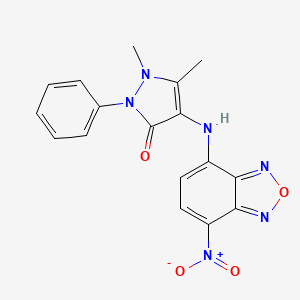 molecular formula C17H14N6O4 B5139201 1,5-dimethyl-4-[(7-nitro-2,1,3-benzoxadiazol-4-yl)amino]-2-phenyl-1,2-dihydro-3H-pyrazol-3-one 