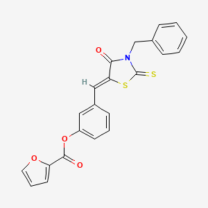 molecular formula C22H15NO4S2 B5139207 3-[(3-benzyl-4-oxo-2-thioxo-1,3-thiazolidin-5-ylidene)methyl]phenyl 2-furoate 