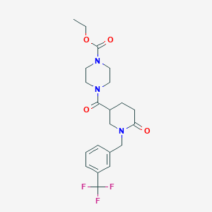 molecular formula C21H26F3N3O4 B5139249 ethyl 4-({6-oxo-1-[3-(trifluoromethyl)benzyl]-3-piperidinyl}carbonyl)-1-piperazinecarboxylate 