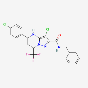 molecular formula C21H17Cl2F3N4O B5139251 N-benzyl-3-chloro-5-(4-chlorophenyl)-7-(trifluoromethyl)-4,5,6,7-tetrahydropyrazolo[1,5-a]pyrimidine-2-carboxamide 