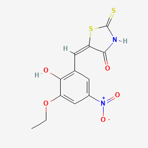 molecular formula C12H10N2O5S2 B5139290 5-(3-ethoxy-2-hydroxy-5-nitrobenzylidene)-2-thioxo-1,3-thiazolidin-4-one 