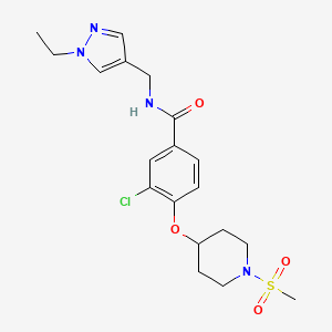 molecular formula C19H25ClN4O4S B5139294 3-chloro-N-[(1-ethyl-1H-pyrazol-4-yl)methyl]-4-{[1-(methylsulfonyl)-4-piperidinyl]oxy}benzamide 