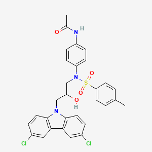 molecular formula C30H27Cl2N3O4S B5139329 N-(4-{[3-(3,6-dichloro-9H-carbazol-9-yl)-2-hydroxypropyl][(4-methylphenyl)sulfonyl]amino}phenyl)acetamide 