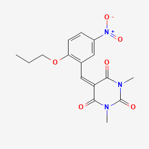 molecular formula C16H17N3O6 B5139409 1,3-dimethyl-5-(5-nitro-2-propoxybenzylidene)-2,4,6(1H,3H,5H)-pyrimidinetrione 