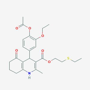 molecular formula C25H31NO6S B5139439 2-(ethylthio)ethyl 4-[4-(acetyloxy)-3-ethoxyphenyl]-2-methyl-5-oxo-1,4,5,6,7,8-hexahydro-3-quinolinecarboxylate 