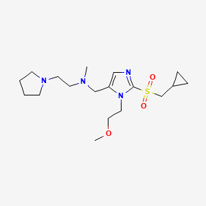 molecular formula C18H32N4O3S B5139476 N-{[2-[(cyclopropylmethyl)sulfonyl]-1-(2-methoxyethyl)-1H-imidazol-5-yl]methyl}-N-methyl-2-(1-pyrrolidinyl)ethanamine 