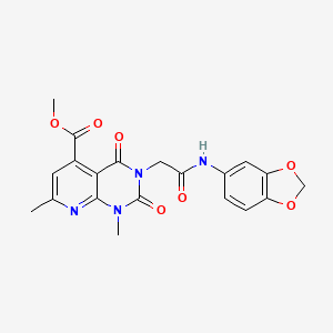 molecular formula C20H18N4O7 B5139481 methyl 3-[2-(1,3-benzodioxol-5-ylamino)-2-oxoethyl]-1,7-dimethyl-2,4-dioxo-1,2,3,4-tetrahydropyrido[2,3-d]pyrimidine-5-carboxylate 