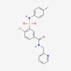 molecular formula C20H18ClN3O3S B5139552 4-chloro-3-{[(4-methylphenyl)amino]sulfonyl}-N-(2-pyridinylmethyl)benzamide 