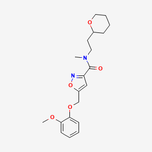 molecular formula C20H26N2O5 B5139571 5-[(2-methoxyphenoxy)methyl]-N-methyl-N-[2-(tetrahydro-2H-pyran-2-yl)ethyl]-3-isoxazolecarboxamide 