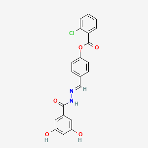 molecular formula C21H15ClN2O5 B5139600 4-[2-(3,5-dihydroxybenzoyl)carbonohydrazonoyl]phenyl 2-chlorobenzoate 
