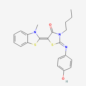 molecular formula C21H21N3O2S2 B5139628 3-butyl-2-[(4-hydroxyphenyl)imino]-5-(3-methyl-1,3-benzothiazol-2(3H)-ylidene)-1,3-thiazolidin-4-one 