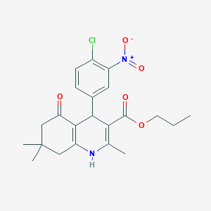 molecular formula C22H25ClN2O5 B5139655 propyl 4-(4-chloro-3-nitrophenyl)-2,7,7-trimethyl-5-oxo-1,4,5,6,7,8-hexahydro-3-quinolinecarboxylate 