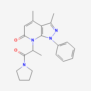 molecular formula C21H24N4O2 B5139669 3,4-dimethyl-7-[1-methyl-2-oxo-2-(1-pyrrolidinyl)ethyl]-1-phenyl-1,7-dihydro-6H-pyrazolo[3,4-b]pyridin-6-one 