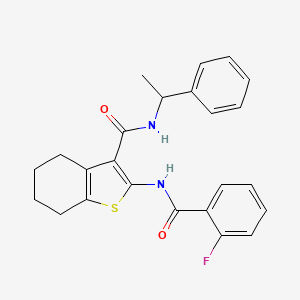 molecular formula C24H23FN2O2S B5139685 2-[(2-fluorobenzoyl)amino]-N-(1-phenylethyl)-4,5,6,7-tetrahydro-1-benzothiophene-3-carboxamide 