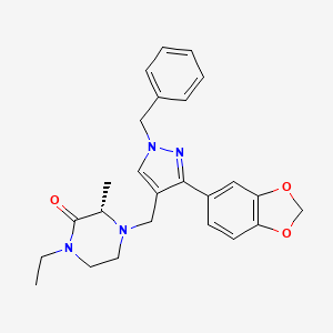 molecular formula C25H28N4O3 B5139696 (3S*)-4-{[3-(1,3-benzodioxol-5-yl)-1-benzyl-1H-pyrazol-4-yl]methyl}-1-ethyl-3-methyl-2-piperazinone 