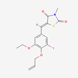 molecular formula C16H16INO4S B5139780 5-[4-(allyloxy)-3-ethoxy-5-iodobenzylidene]-3-methyl-1,3-thiazolidine-2,4-dione 