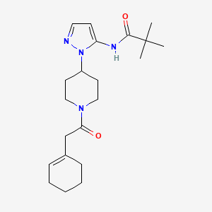 molecular formula C21H32N4O2 B5139781 N-{1-[1-(1-cyclohexen-1-ylacetyl)-4-piperidinyl]-1H-pyrazol-5-yl}-2,2-dimethylpropanamide 